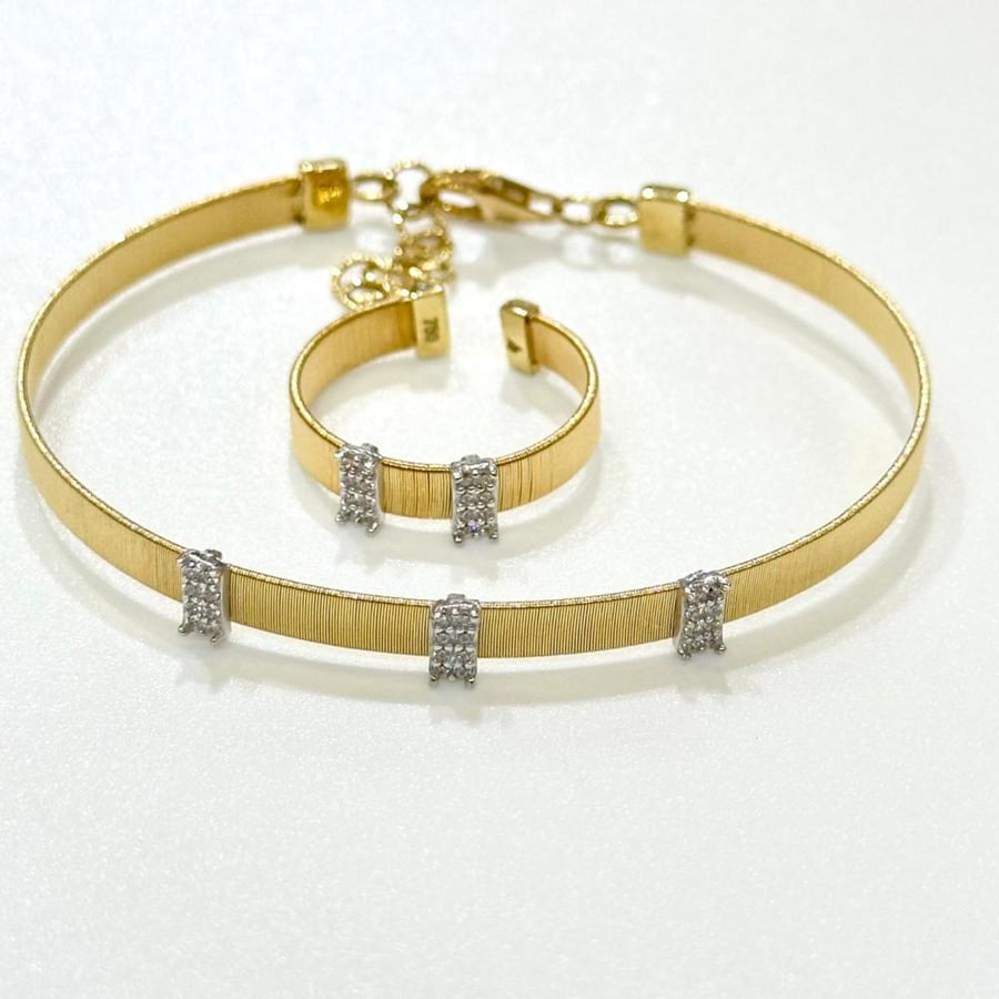 Gold bracelet and ring, 18 karat, weight 12.8 grams
