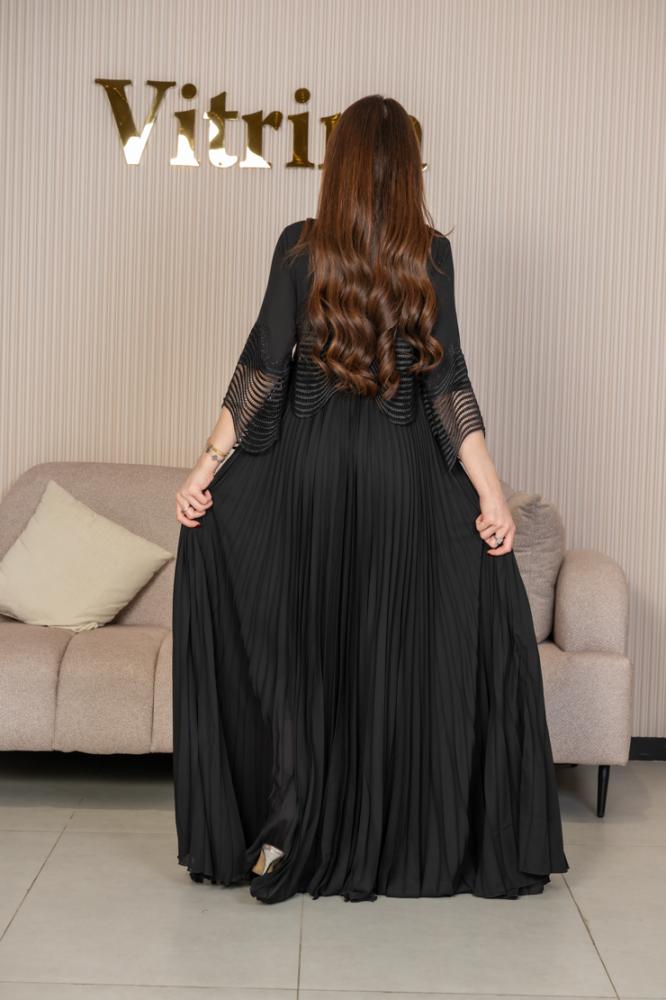فستان ظلال الأسود بتفاصيل مفرغة مقاسات S–XXL