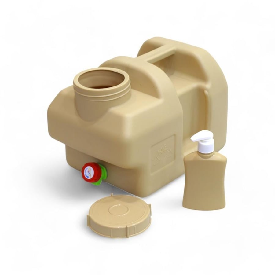 Jug of trips with 12-liter soap bottles