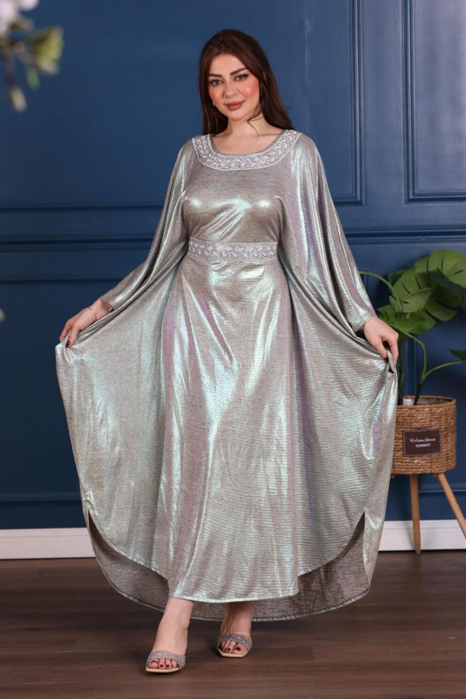 Ghabaya (traditional robe) shiny and with embroidered decoration at the neck and waist