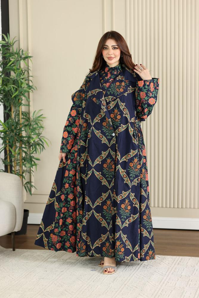 Two-piece cotton thobe (women's) spring with beautiful patterns