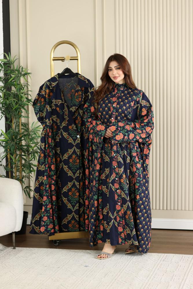 Two-piece cotton thobe (women's) spring with beautiful patterns
