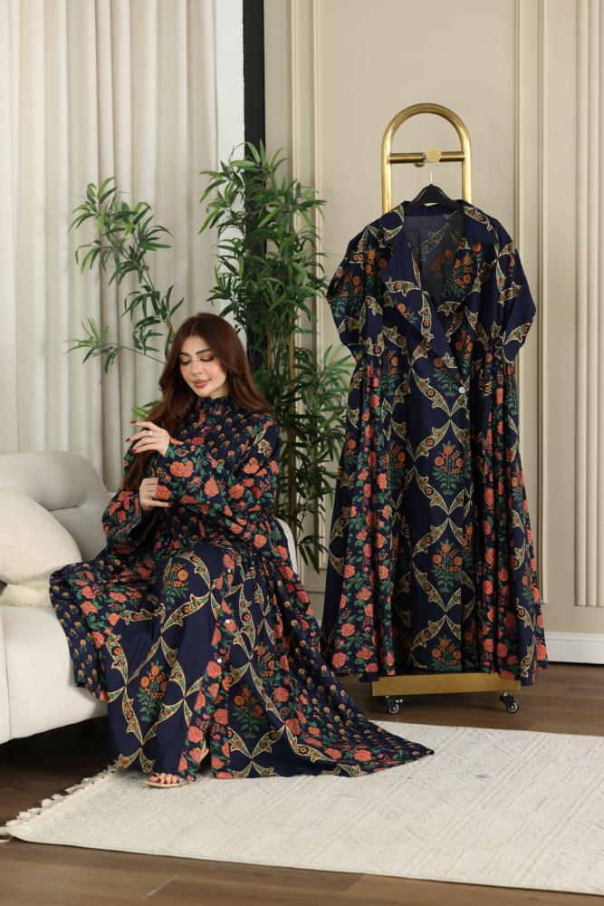 Two-piece cotton thobe (women's) spring with beautiful patterns