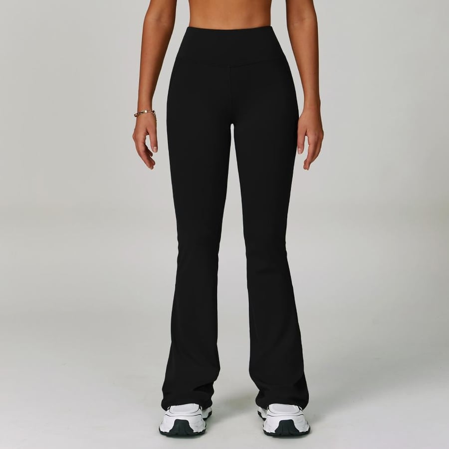 Wide high-waisted sports pants black color – flexibility and daily elegance