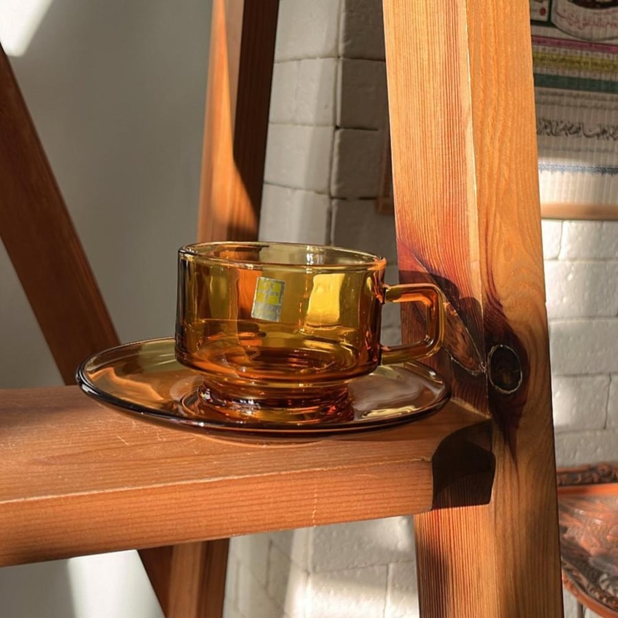 كوب صناعة يابانية فنتج لون الكهرمان من SOGA GLASS