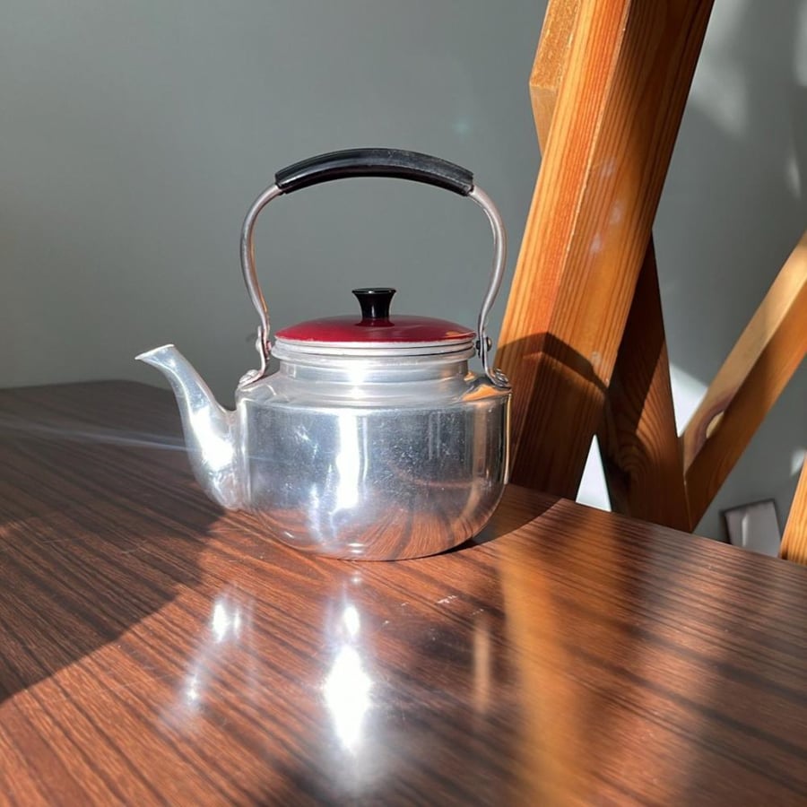 Vintage Japanese-made aluminum teapot