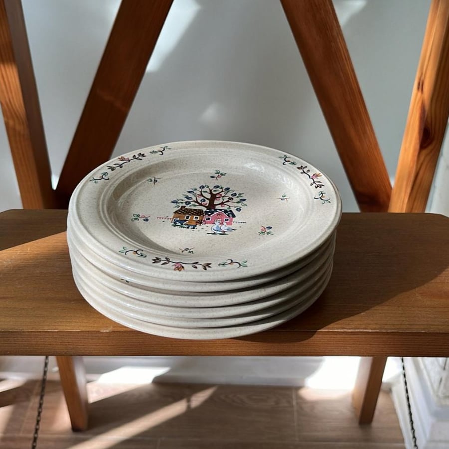 Set of 6 Japanese-made vintage and rare plates
