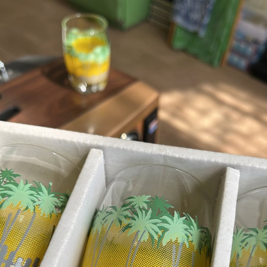 A set of "Vintage Cups" made in Indonesia