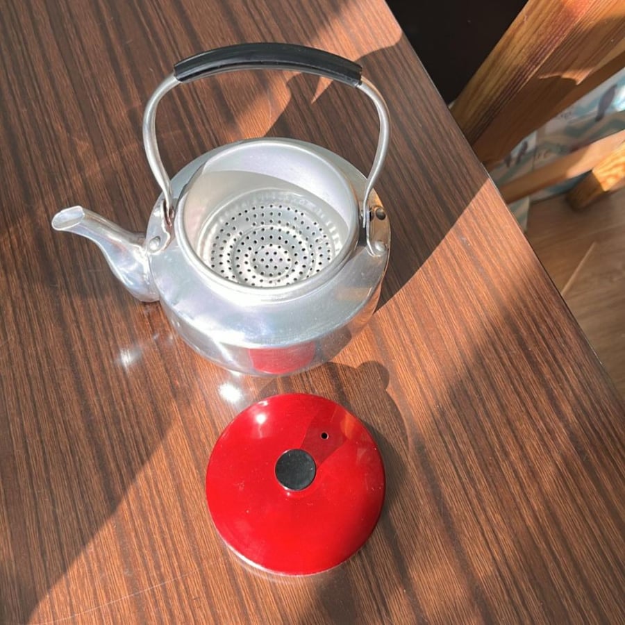 Vintage Japanese-made aluminum teapot