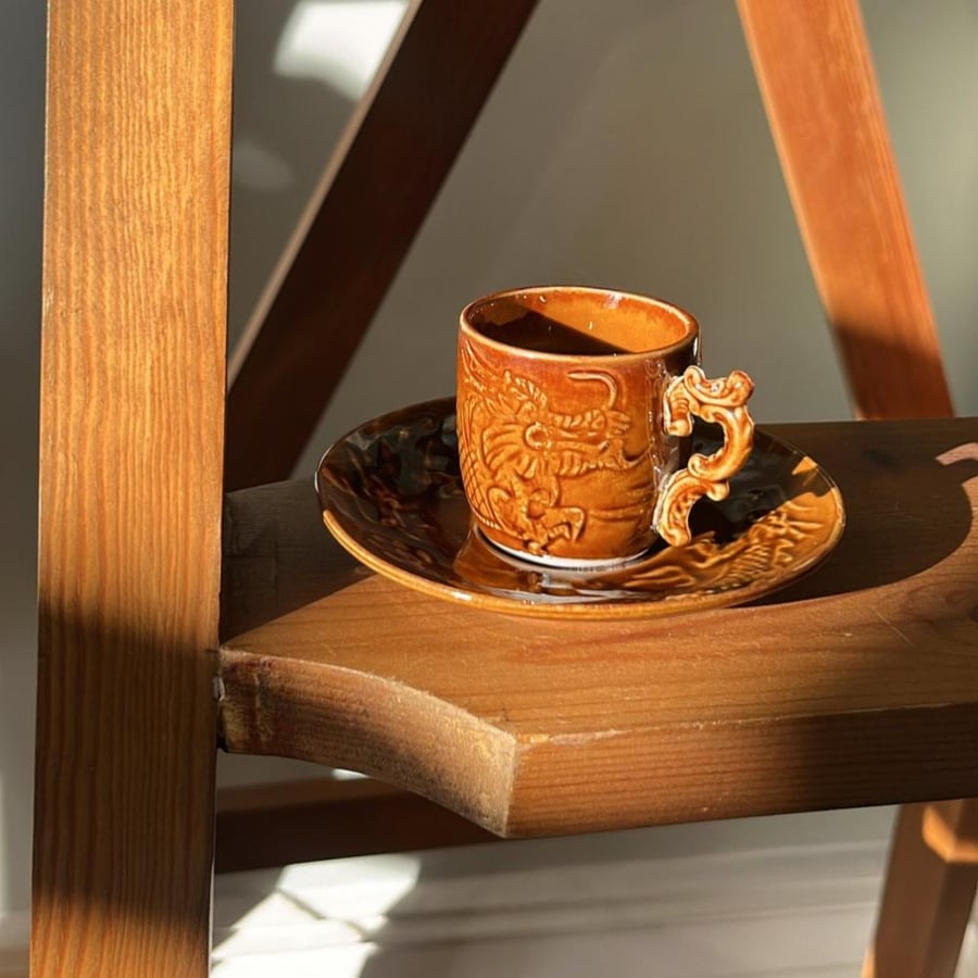 Vintage Porcelain Mug | Dragon Pattern