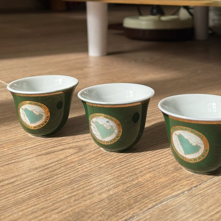 Saudi coffee cup antique Japanese cup - (Saudi Arabia map)