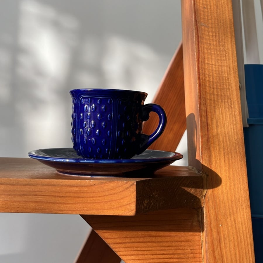 Vintage mug, cobalt blue
