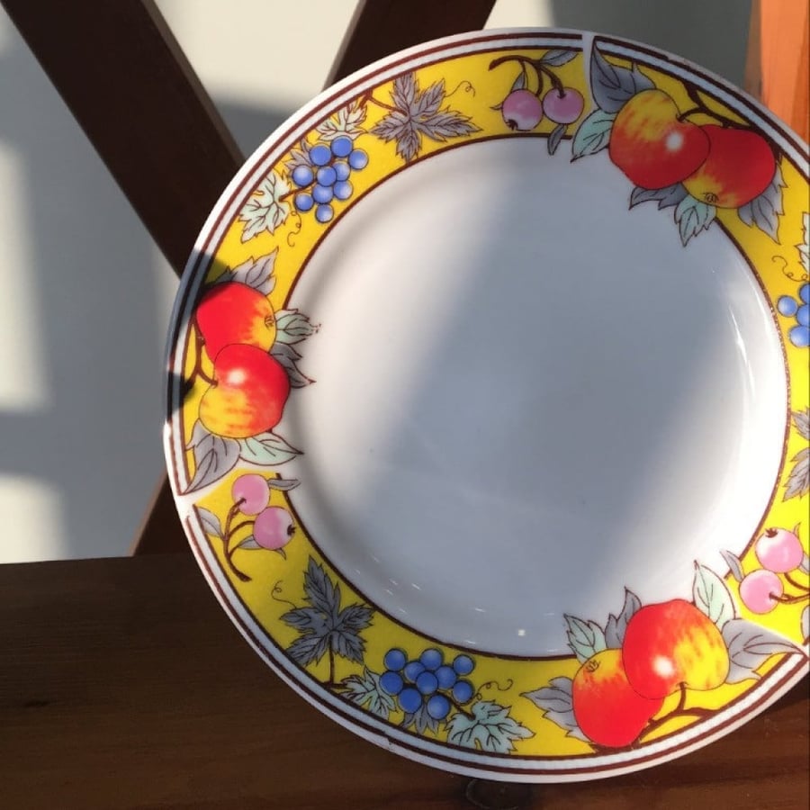 Vintage plate with a beautiful fruity pattern