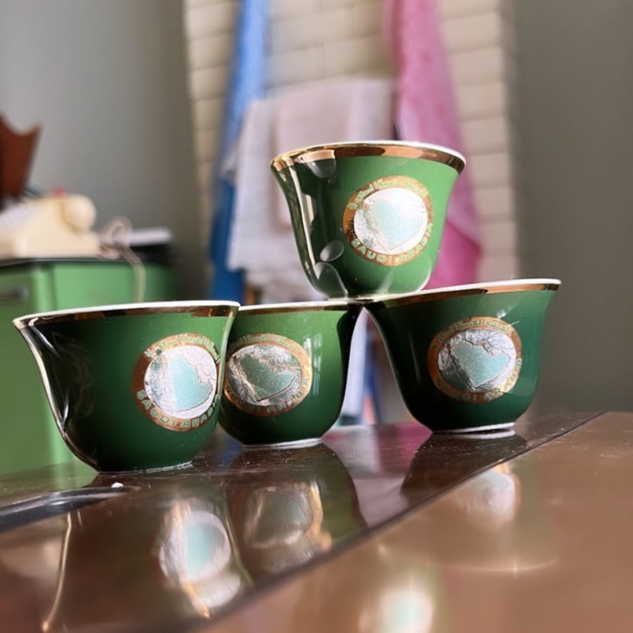 Saudi coffee cup antique Japanese cup - (Saudi Arabia map)