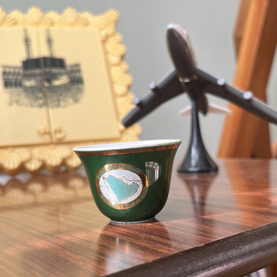 Saudi coffee cup antique Japanese cup - (Saudi Arabia map)