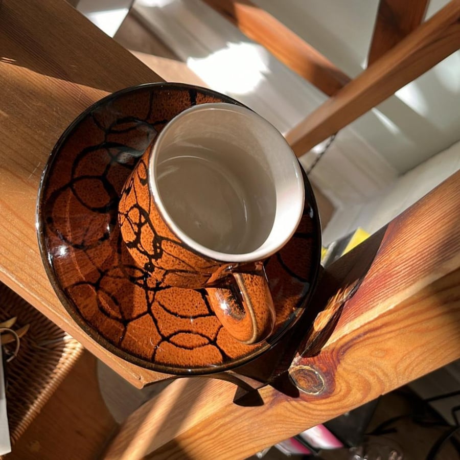 Vintage Japanese ceramic mug | Artistic design