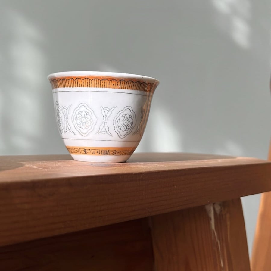 Arabic coffee cup Chinese red seal
