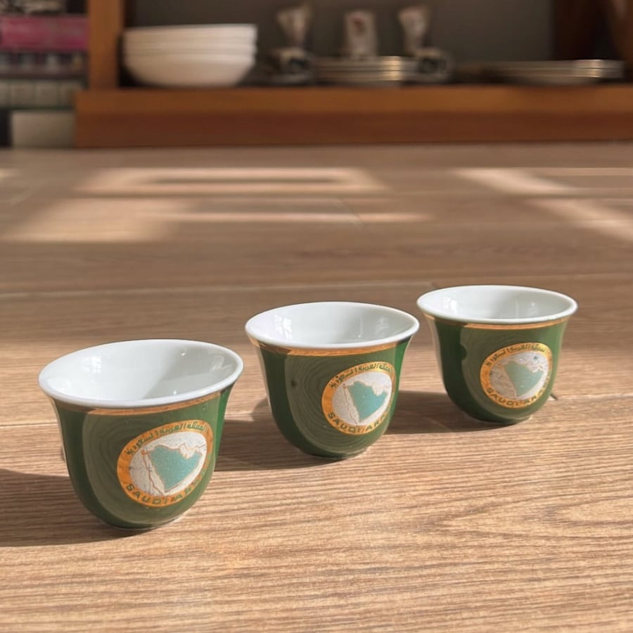 Saudi coffee cup antique Japanese cup - (Saudi Arabia map)