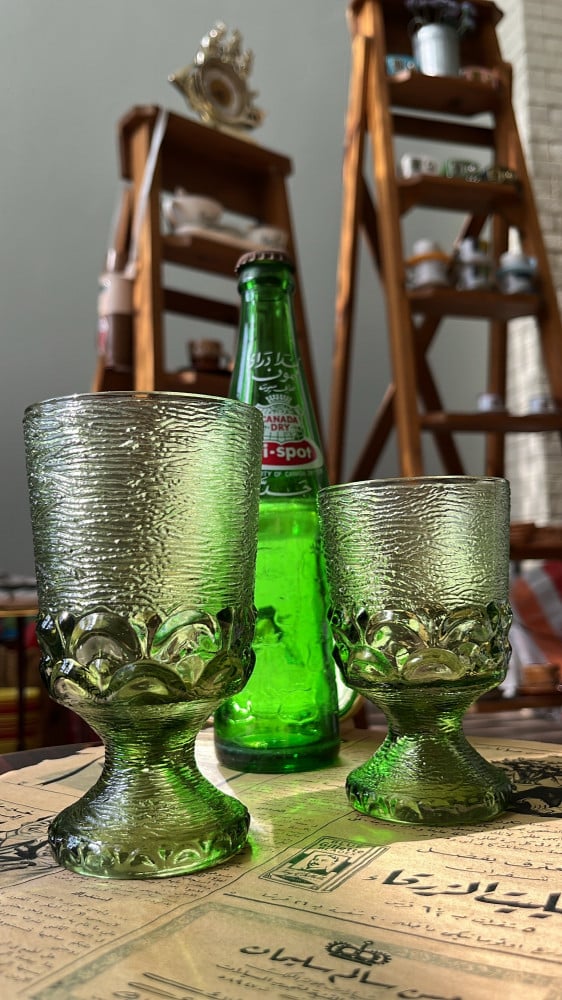 Glass cup قلاص عتيق صناعة أمريكية