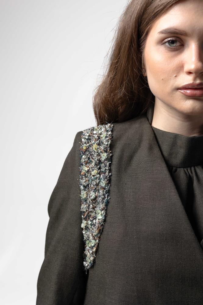 Green Bloom Blazer Abaya