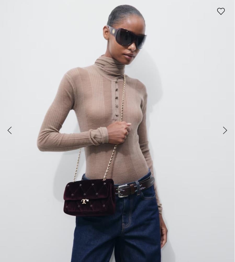 حقيبة كتف صغيرة من المخمل مزينة بعقدة الأرنب | Velvet Bunny Knot Shoulder Bag