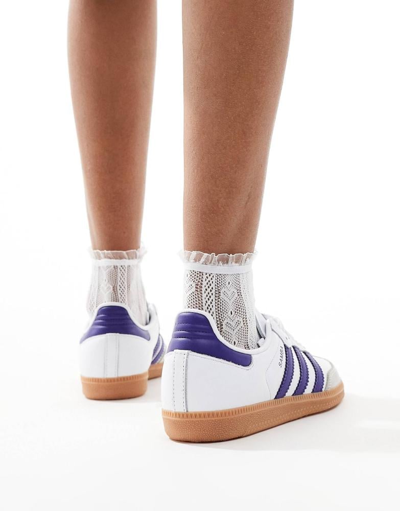 حذاء رياضي adidas Originals Samba OG باللونين الأبيض والأرجواني
