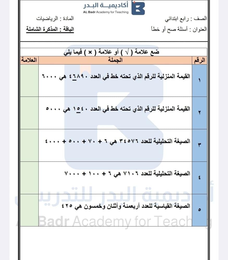 الباقة الألماسية لجميع المواد - صف رابع ابتدائي للفصل الدراسي الأول