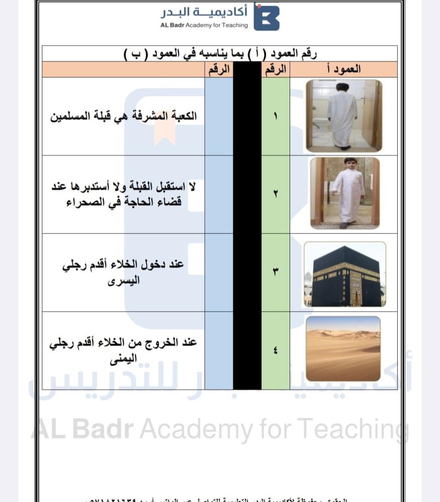 الباقة البرونزية لمادة الفقه - صف ثالث ابتدائي للفصل الدراسي الأول