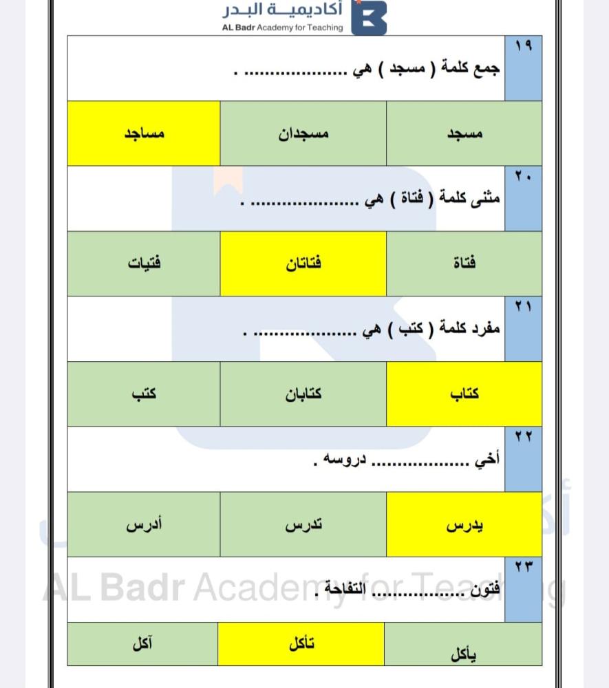 المذكرة الشاملة لمادة لغتي - صف ثاني ابتدائي للفصل الدراسي الأول