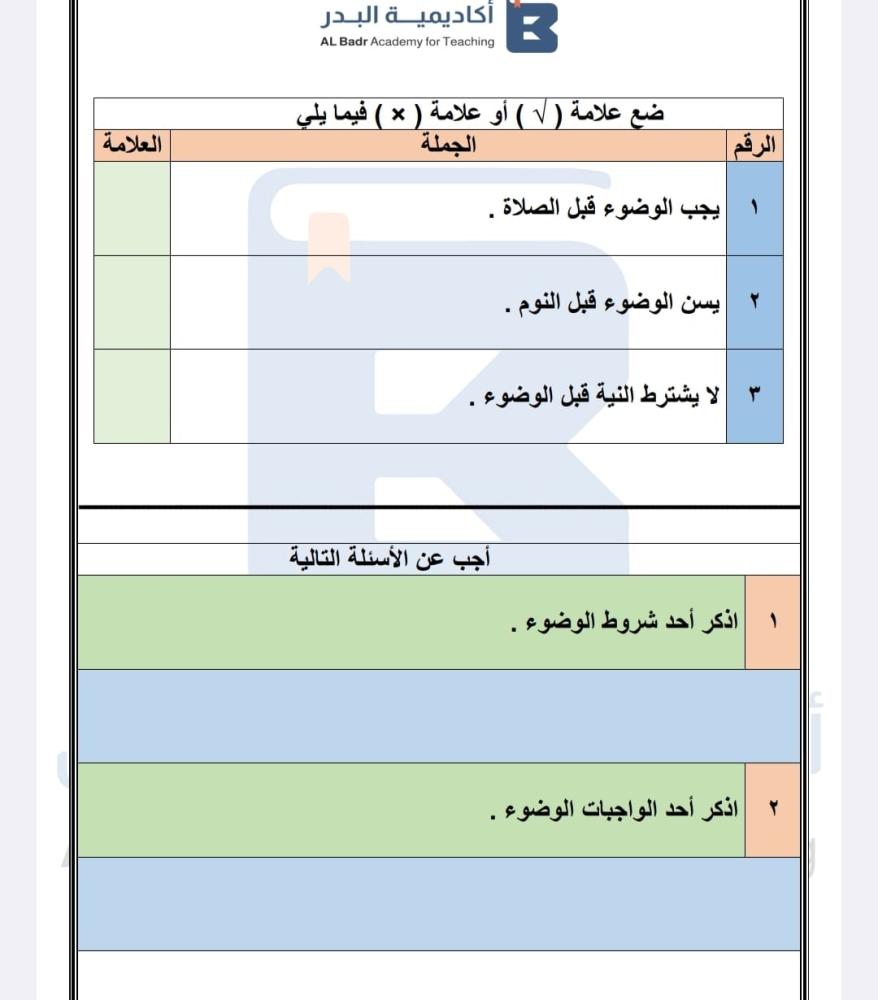 الباقة الفضية لمادة اللغة الفقه- صف رابع ابتدائي للفصل الدراسي الأول