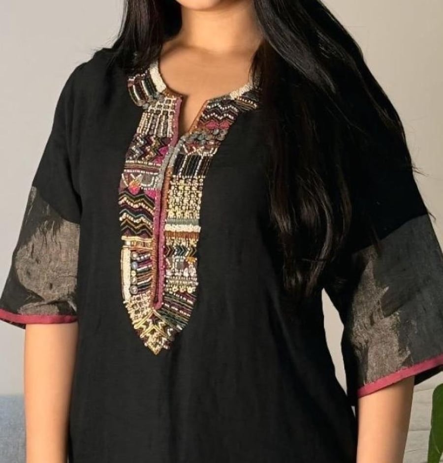Embroidered Black dress