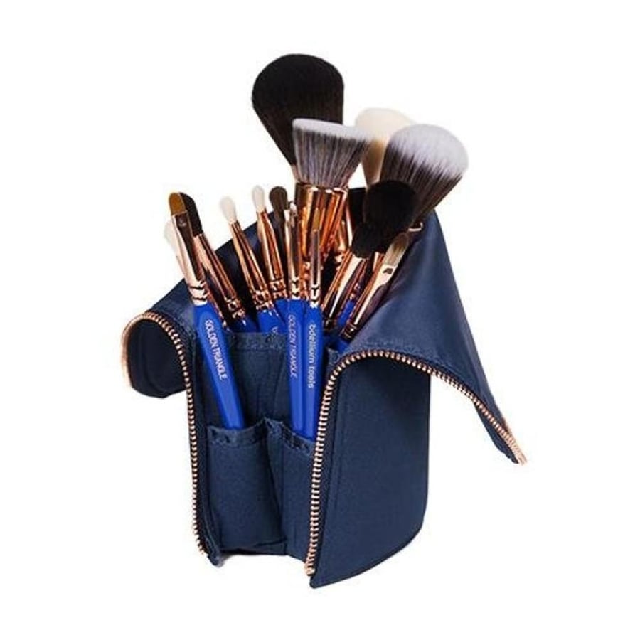 طقم فرش مكياج فاز إي من modelium tools 15 قطعة حقيبة زرقاء