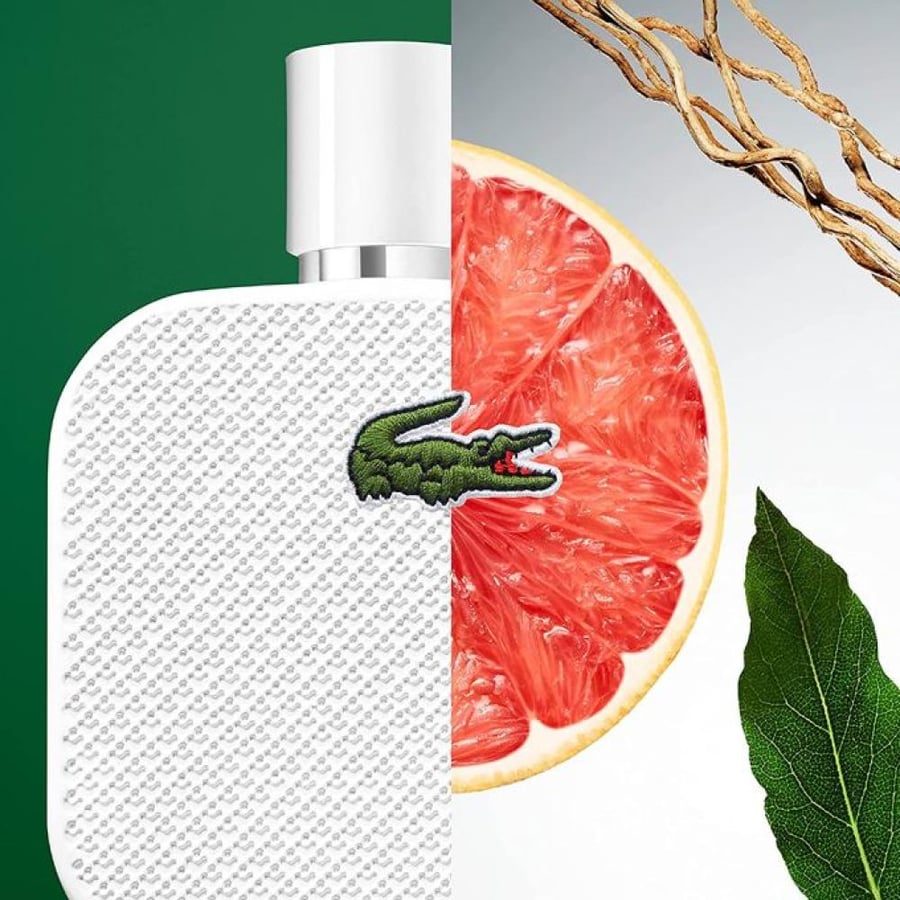 عطر او دي تواليت L1212 بلانك من لاكوست للرجال أبيض 100 مل بزجاجة بنقش تمساح