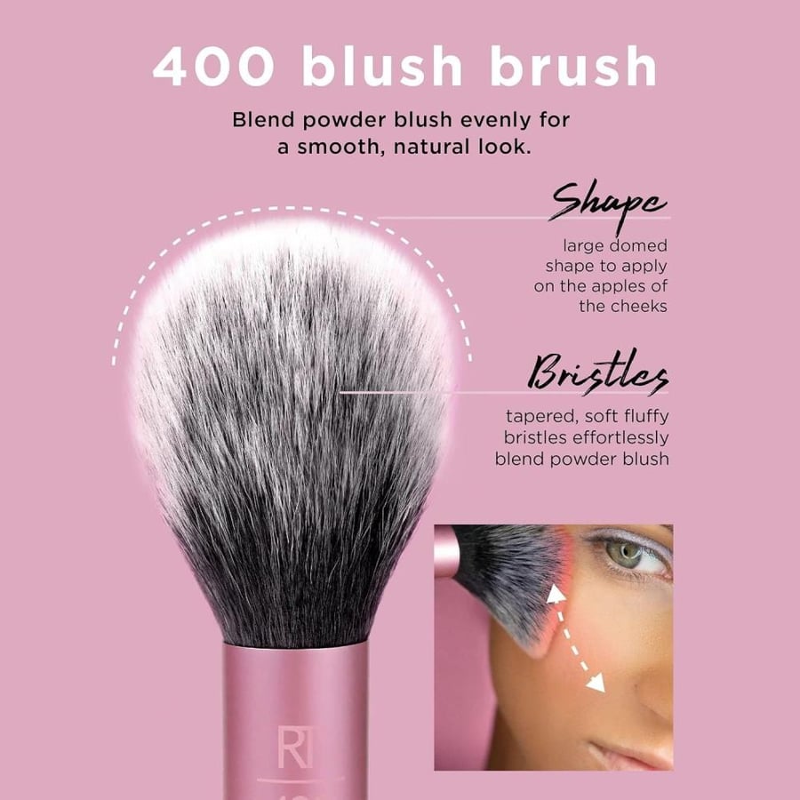 فرشاة بلشر Ultra Blush من Real Techniques وردي قبة كبيرة وشعيرات ناعمة