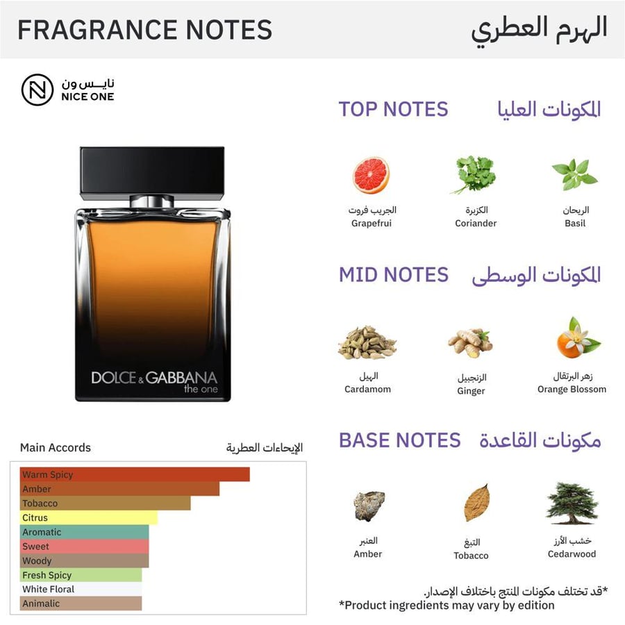 عطر ذا ون للرجال او دو بارفيوم من دولشي اند غابانا زجاجة بنية 1483