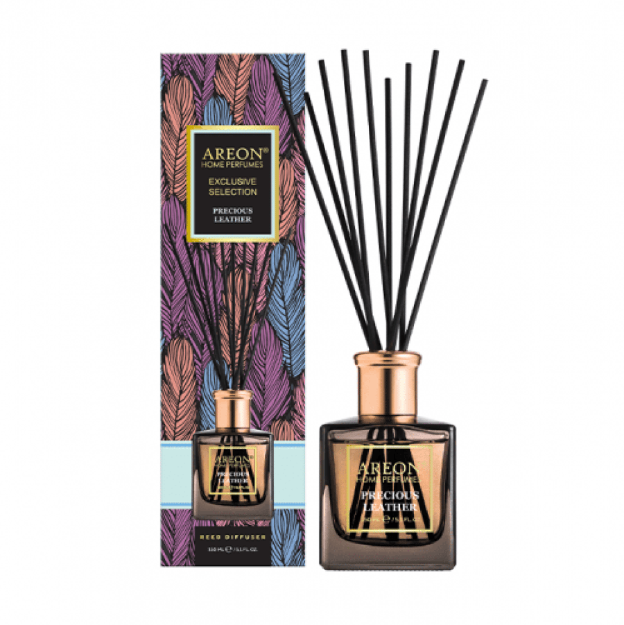 معطر أعواد بريشس ليذر من AREON 150 مل زجاج بني مستطيل