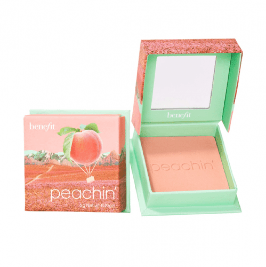 أحمر خدود بودرة مضغوط Peach من Benefit بعلبة مستطيلة مع مرآة