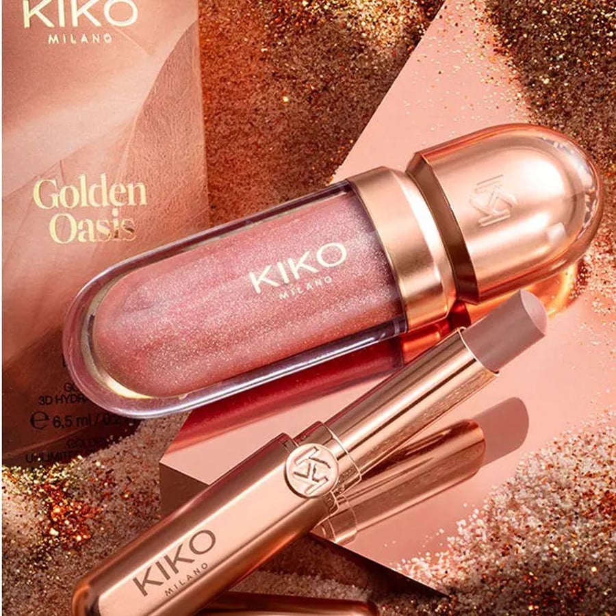 طقم خدود وشفاه جولدن اويسيس من KIKO قطعتين بلون روز جولد