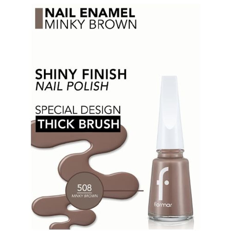 طلاء أظافر من فلورمار 508 Minky Brown بعبوة زجاجية وفرشاة