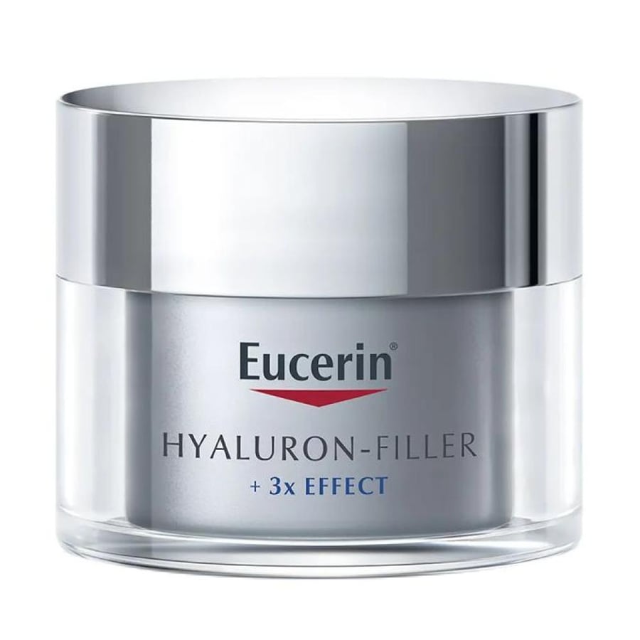كريم ليلي بحمض الهيالورونيك من Eucerin 50 مل زجاجة فضية
