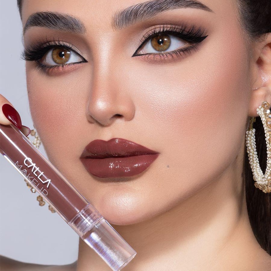 ملمع شفاه سائل براون من Calla Makeup CM503 أنبوب شفاف مع واند