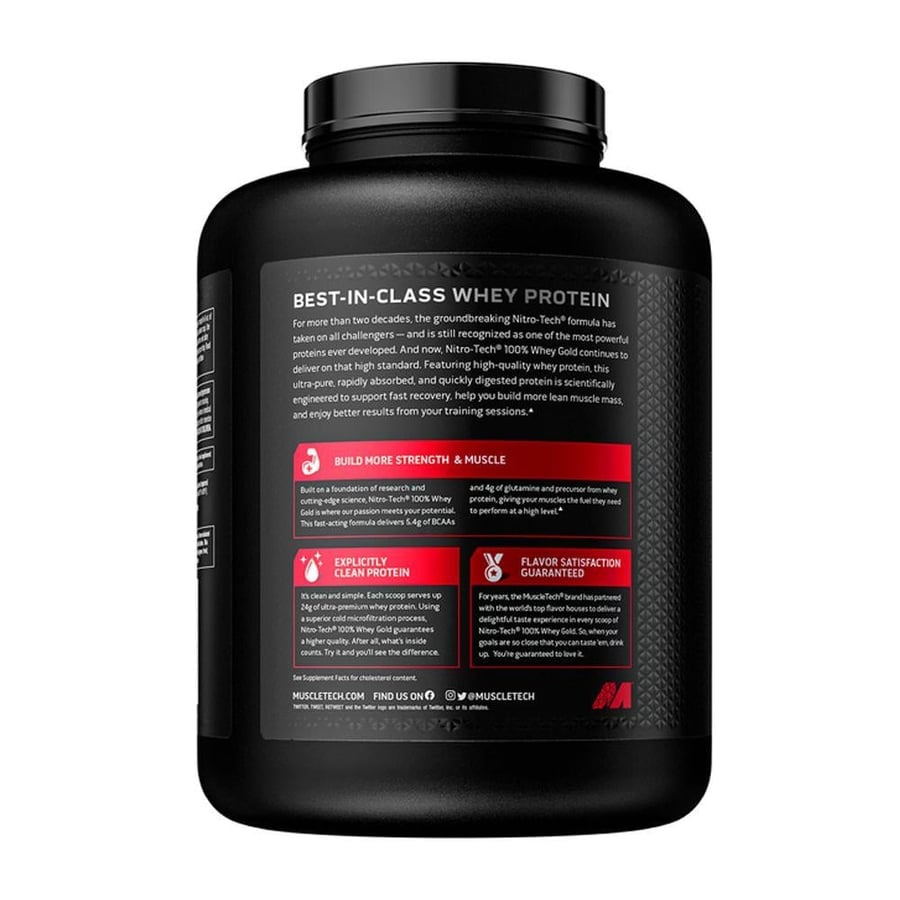 مكمل بروتين واي NitroTech Whey Gold من MuscleTech بنكهة Double Rich Chocolate
