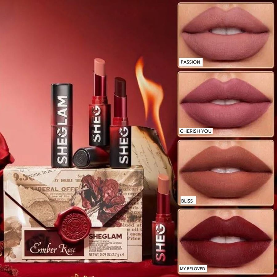 أحمر شفاه مطفي لونق لاستنق من SHEGLAM درجة آمبر روز