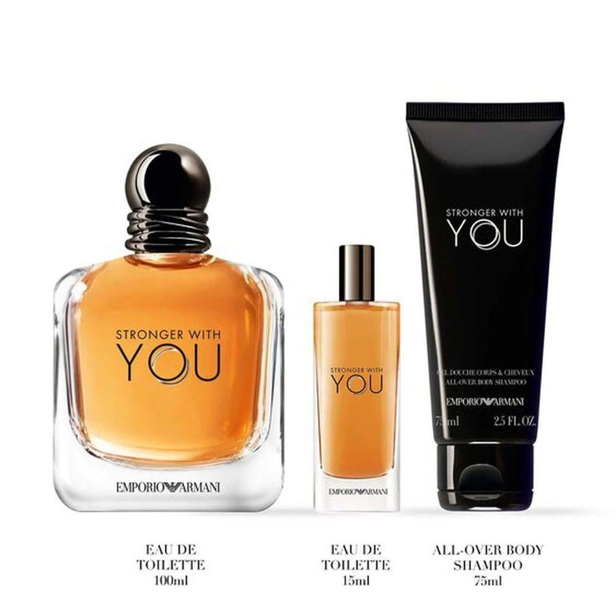 امبريو ارماني مجموعة عطر سترونقر ويذ يو للرجال او دو تواليت 3 قطع