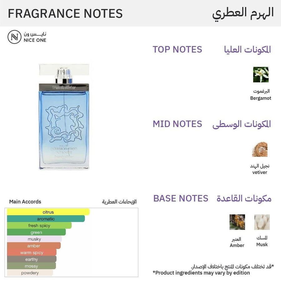 عطر او دو بارفيوم بايشن إنتنس للرجال من Franck Olivier أزرق 3304