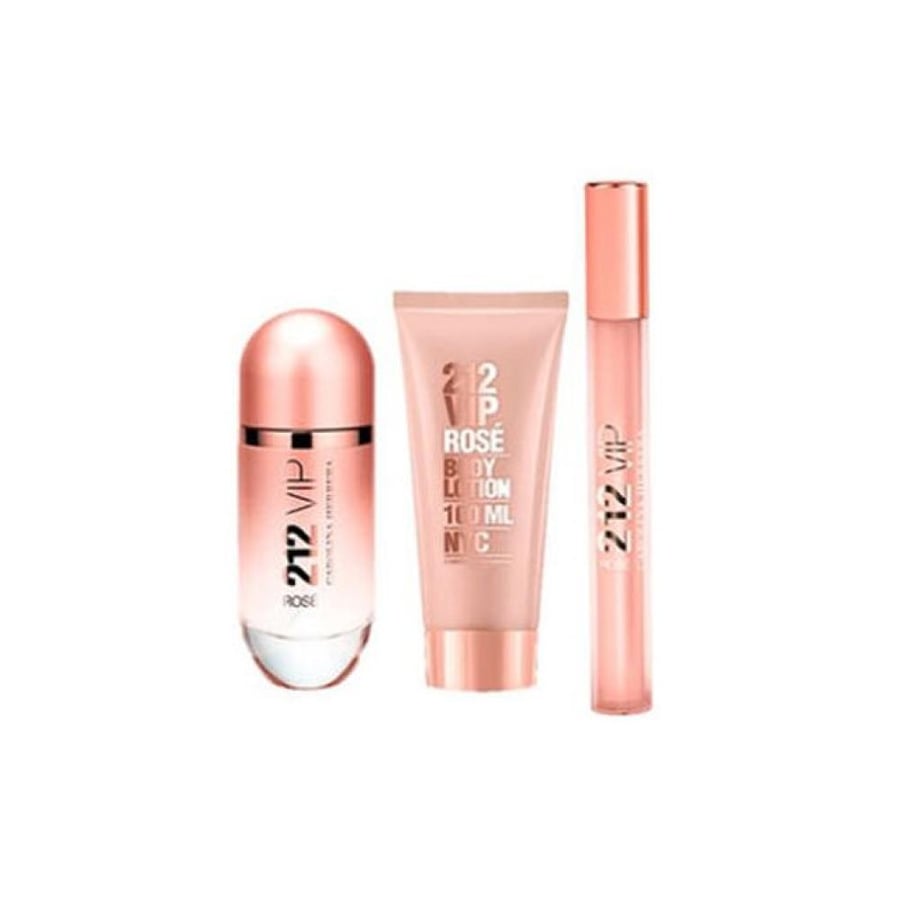 عطر 212 VIP Ros مجموعة او دي بارفيوم من كارولينا هيريرا 3 قطع