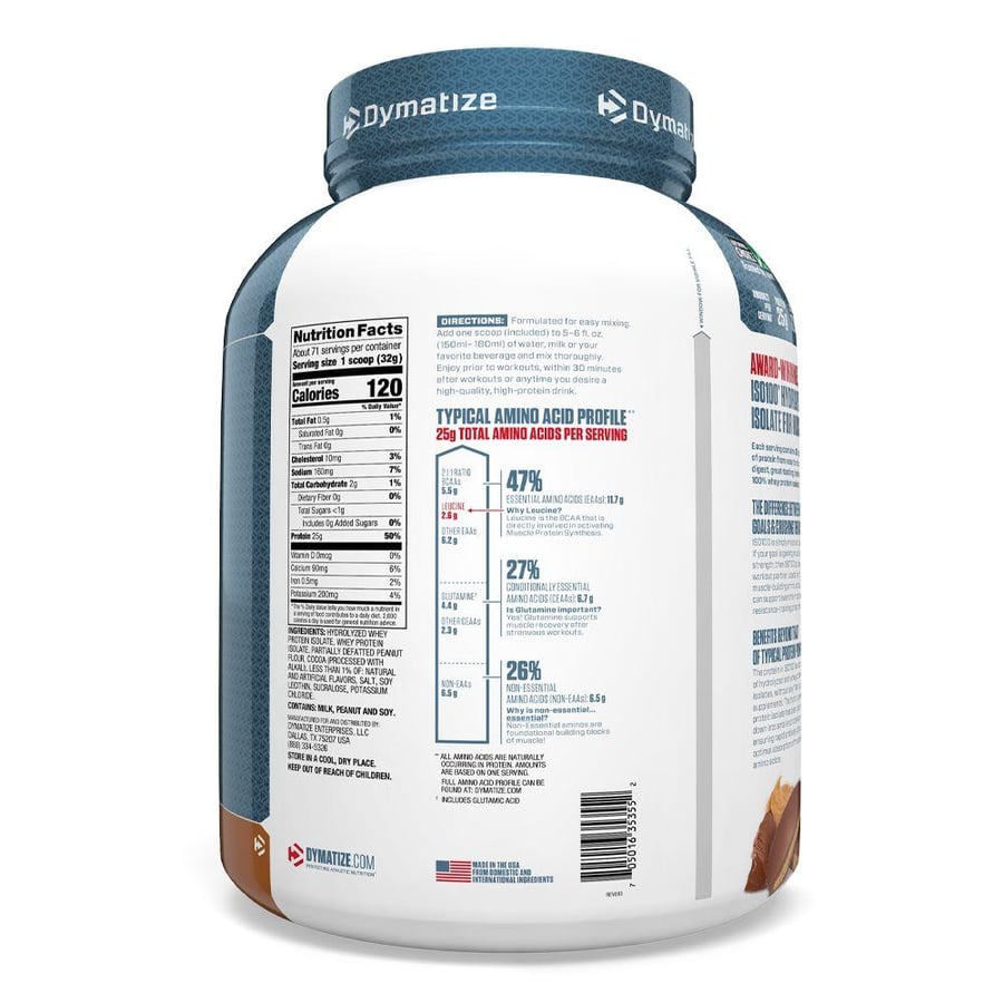 مسحوق بروتين ISO 100 من Dymatize زبدة فول سوداني بالشوكولاتة 23 كجم