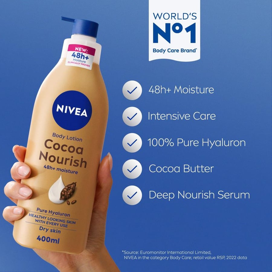 لوشن ترطيب الجسم بزبدة الكاكاو NIVEA 400 مل بمضخة