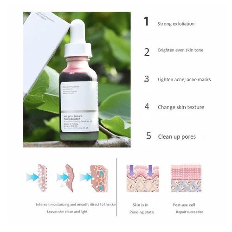 محلول تقشير AHA 30 BHA 2 من The Ordinary 30ml لون أحمر