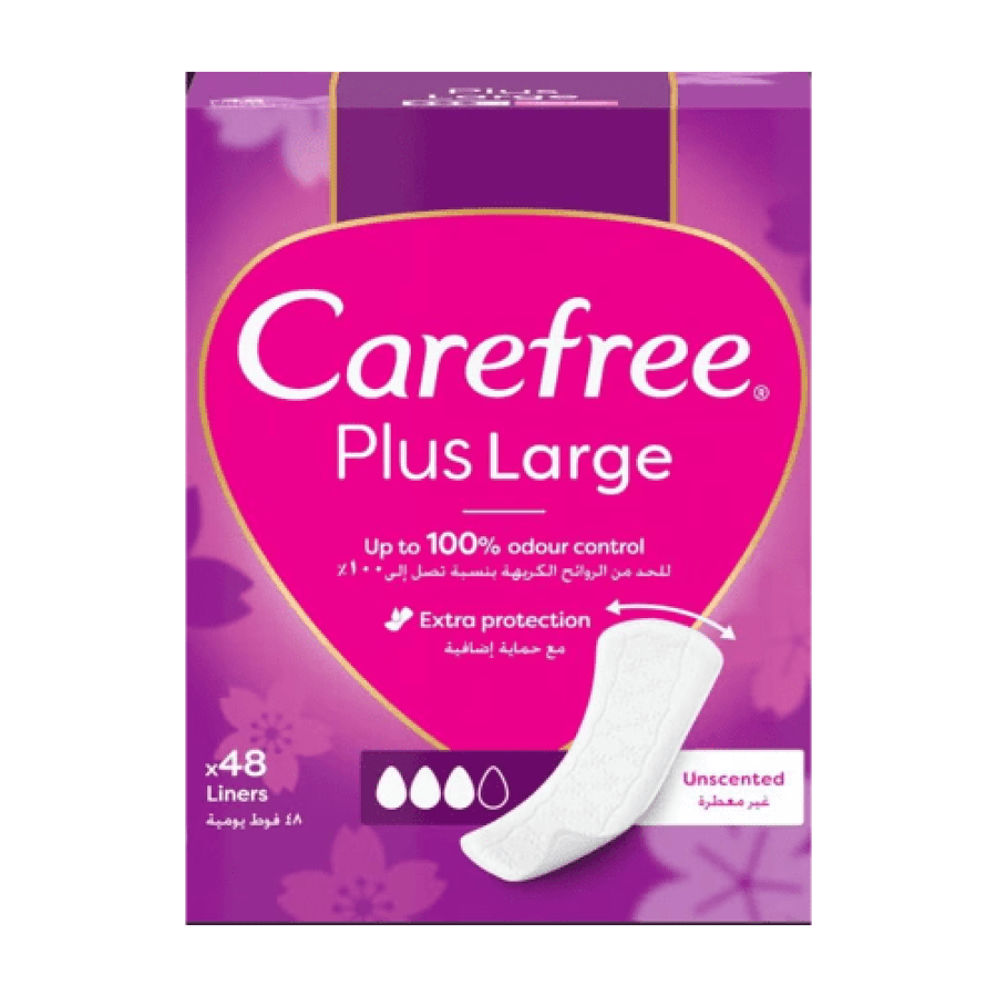 فوط صحية يومية كبيرة غير معطرة Carefree 48 قطعة